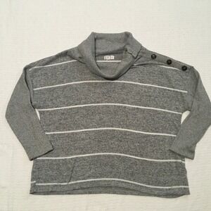 24/7 MAURICES Womens Grey Striped Cowl‎ Neck Button Shoulder Sweater XXL